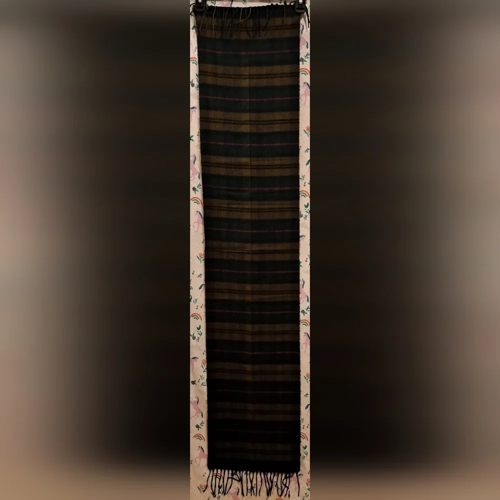 Vintage Dior Forest Green & Mocha Plaid Cashmaire Casual Unisex Scarf Wrap